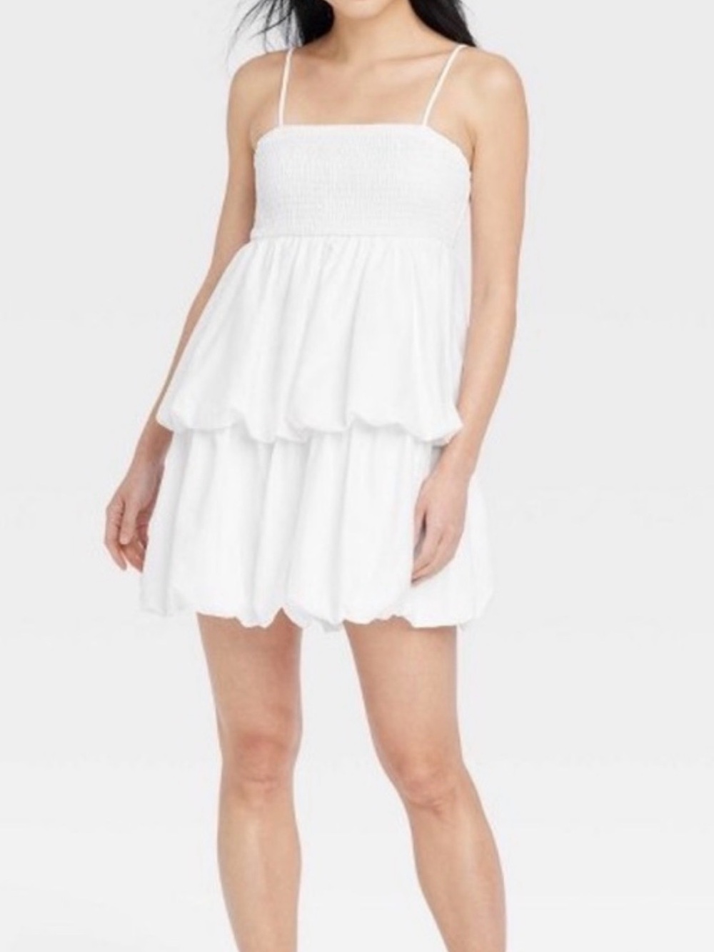 a new day White Smocked Tiered Mini Dress